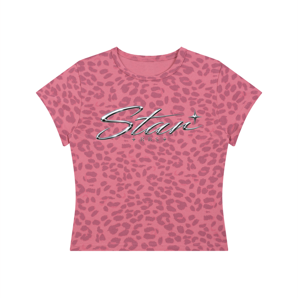 BabyStar Leopard Print Crop T-Shirt