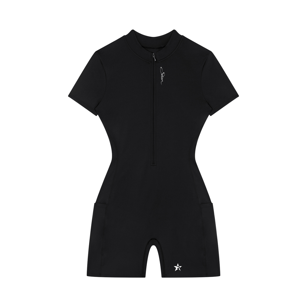 Women's Quarter-Zip Short Sleeve Romper